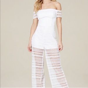 Bebe white lace jumpsuit
